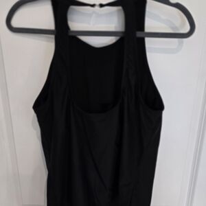 Black Ladies Swim Tank Top Spandex Womens Size Large Beach Sun Full Length